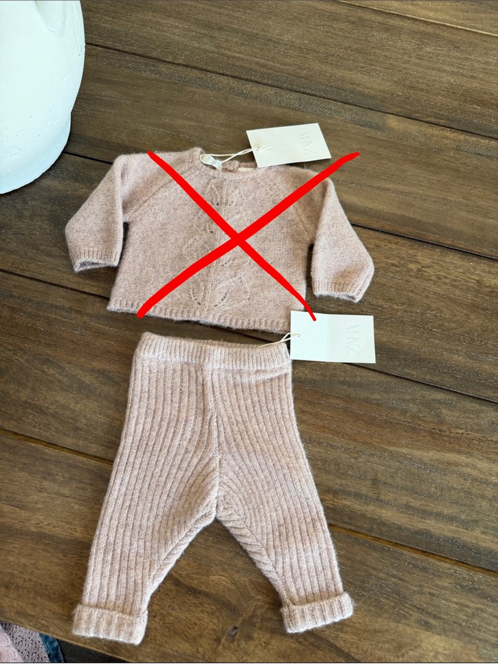 Zara Soft Pink Knit  - Cozy Ribbed PANTS ONLY